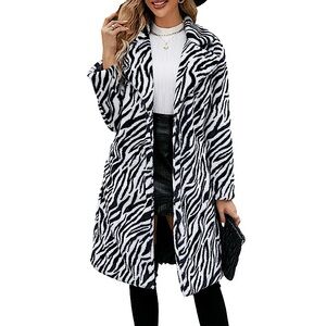 Dennis Basso Zebra Print Faux Fur Coat Vintage NWT
